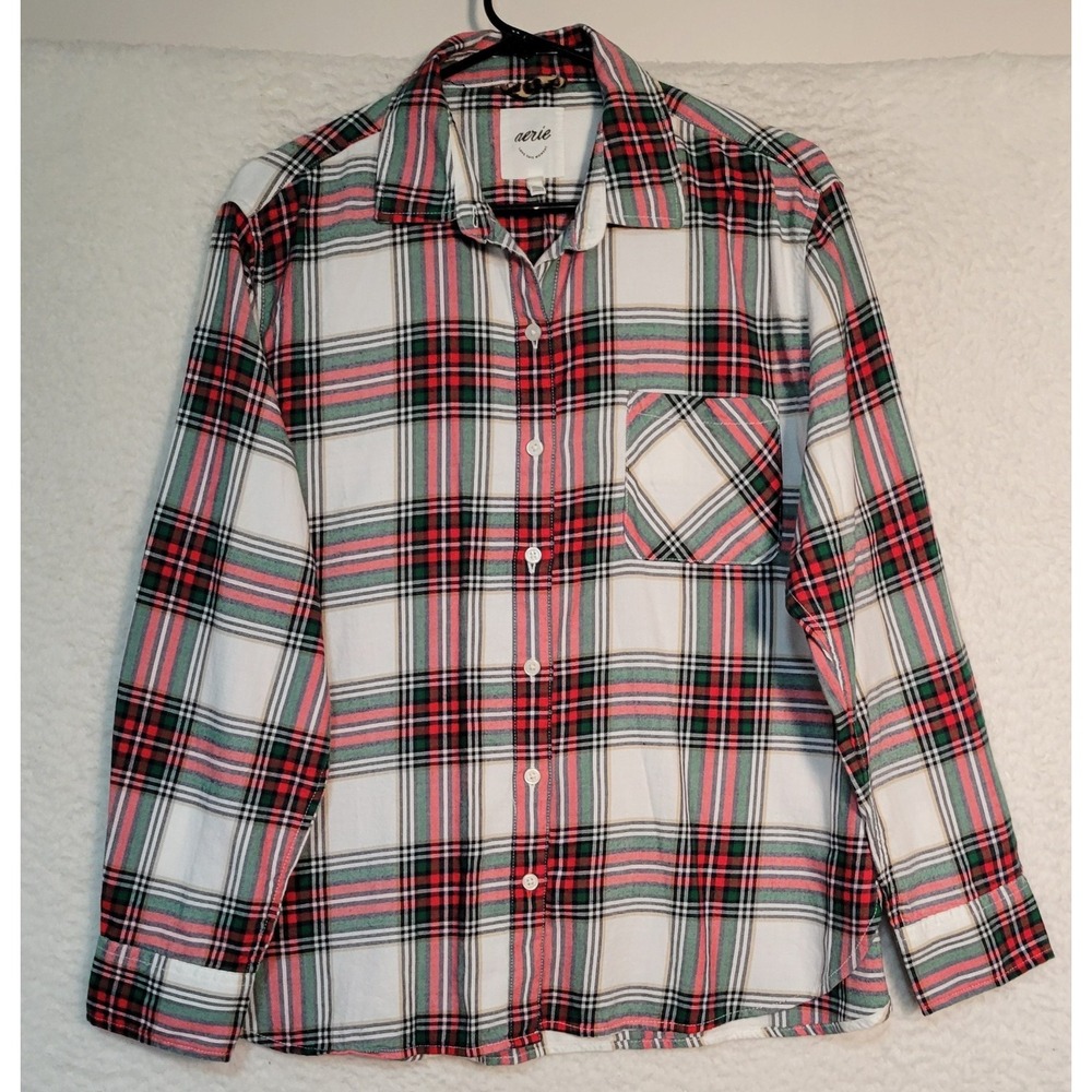 Aerie Flannel Sleepwear Pajama Top Size S Long Sleeve NEW NWT Women's Plaid 1908